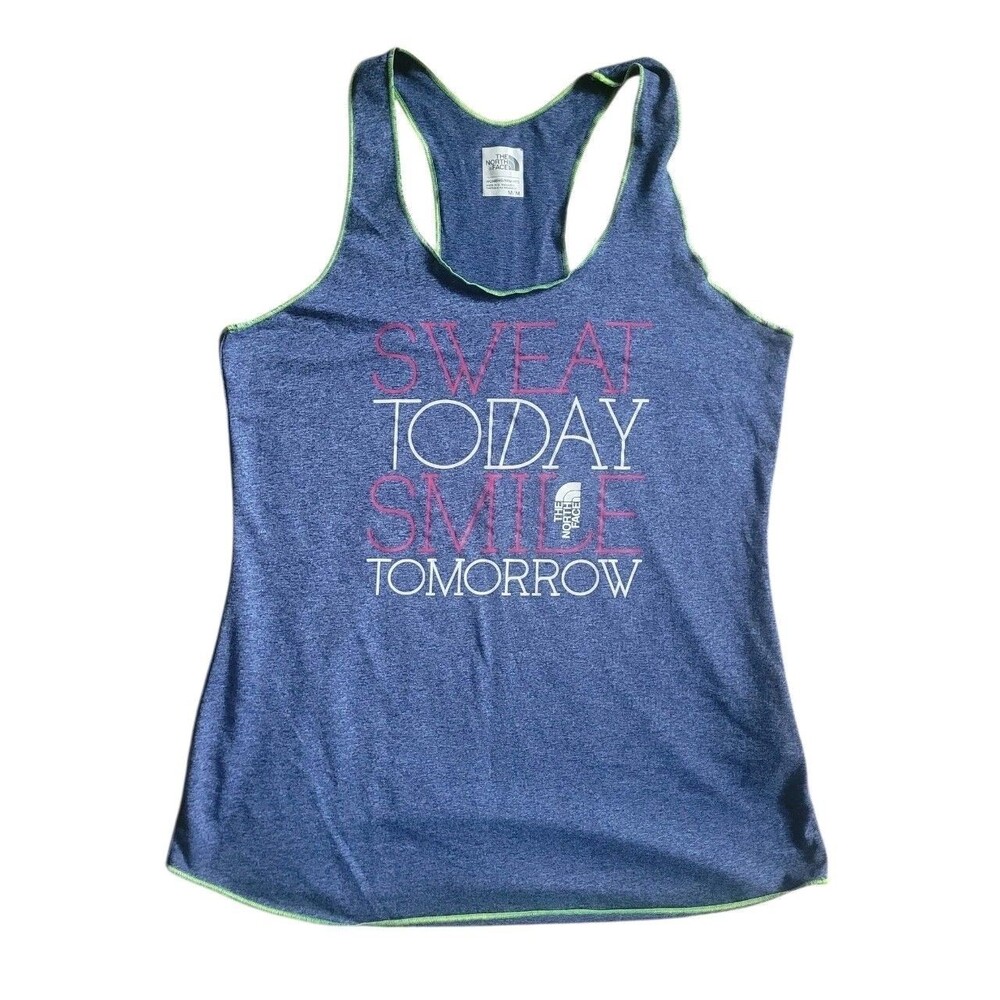 The North Face Tank Top Womens Medium Blue Racerback Graphic Workout